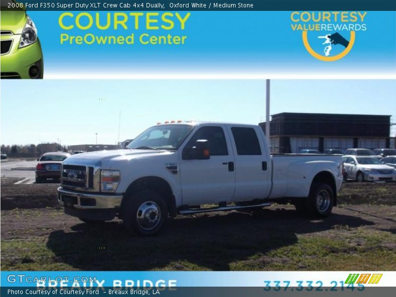 Oxford White / Medium Stone 2008 Ford F350 Super Duty XLT Crew Cab 4x4 Dually