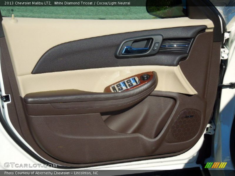 White Diamond Tricoat / Cocoa/Light Neutral 2013 Chevrolet Malibu LTZ