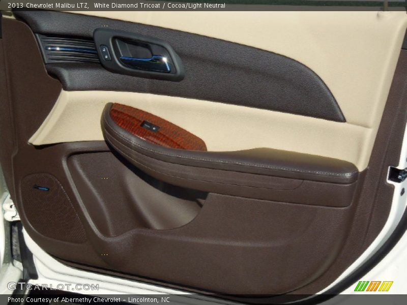 White Diamond Tricoat / Cocoa/Light Neutral 2013 Chevrolet Malibu LTZ