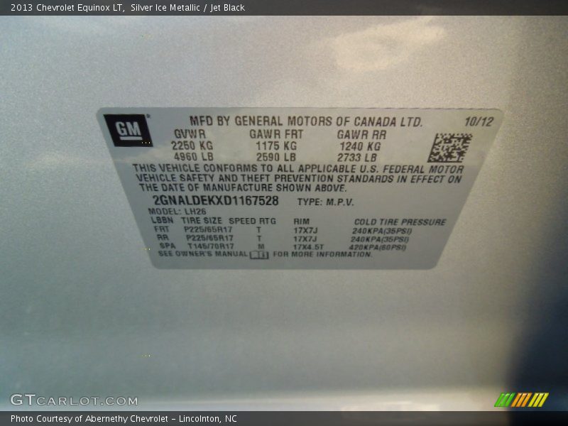 Silver Ice Metallic / Jet Black 2013 Chevrolet Equinox LT