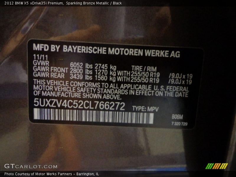 Sparkling Bronze Metallic / Black 2012 BMW X5 xDrive35i Premium