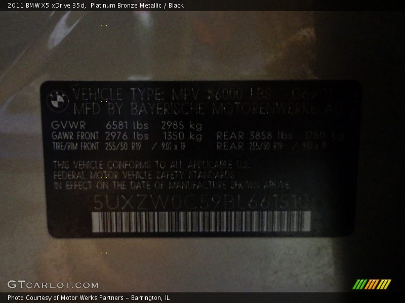 Platinum Bronze Metallic / Black 2011 BMW X5 xDrive 35d