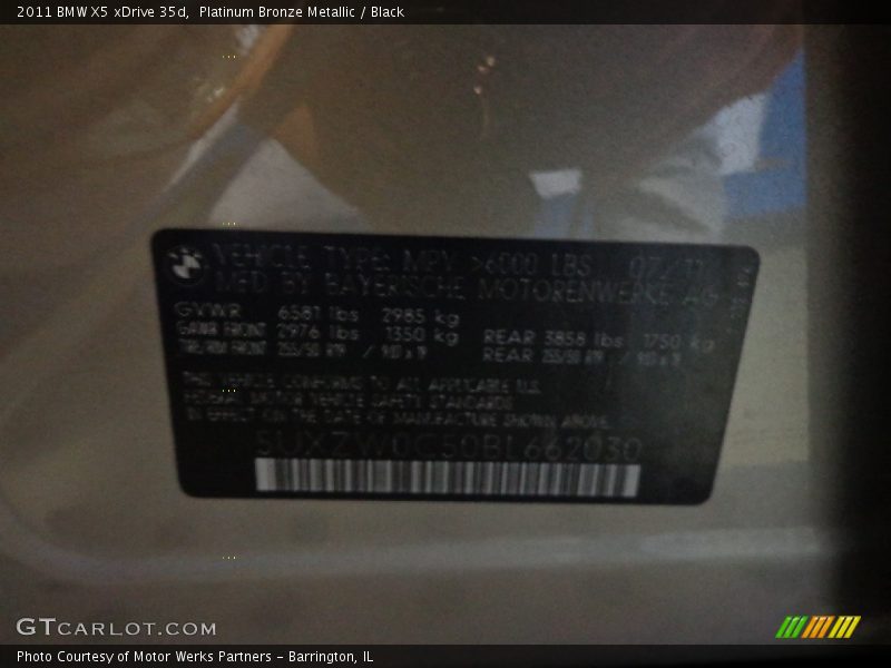 Platinum Bronze Metallic / Black 2011 BMW X5 xDrive 35d