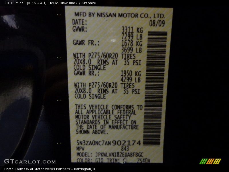 Liquid Onyx Black / Graphite 2010 Infiniti QX 56 4WD