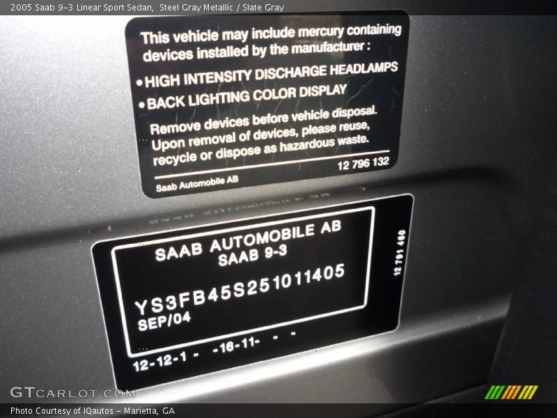 Steel Gray Metallic / Slate Gray 2005 Saab 9-3 Linear Sport Sedan
