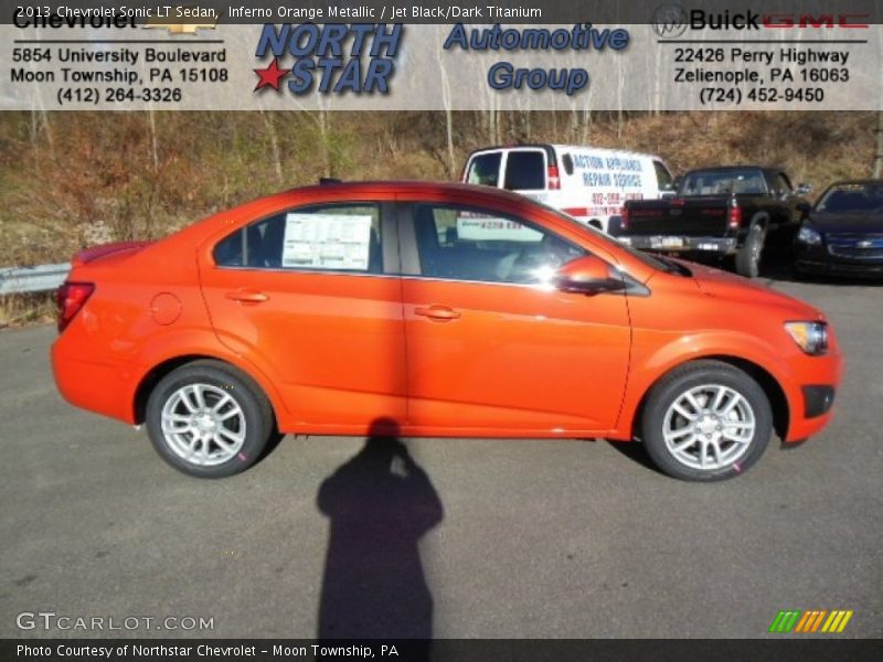 Inferno Orange Metallic / Jet Black/Dark Titanium 2013 Chevrolet Sonic LT Sedan