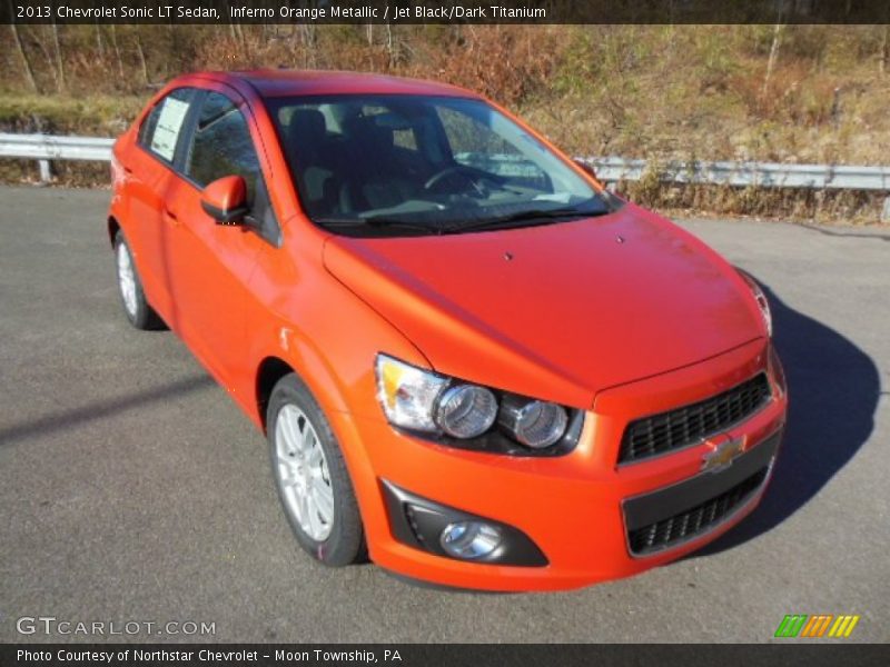 Inferno Orange Metallic / Jet Black/Dark Titanium 2013 Chevrolet Sonic LT Sedan