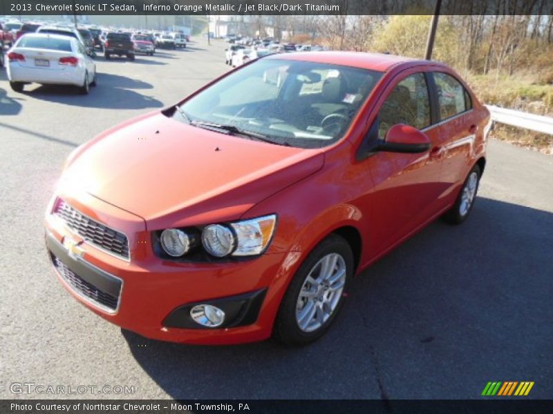Inferno Orange Metallic / Jet Black/Dark Titanium 2013 Chevrolet Sonic LT Sedan