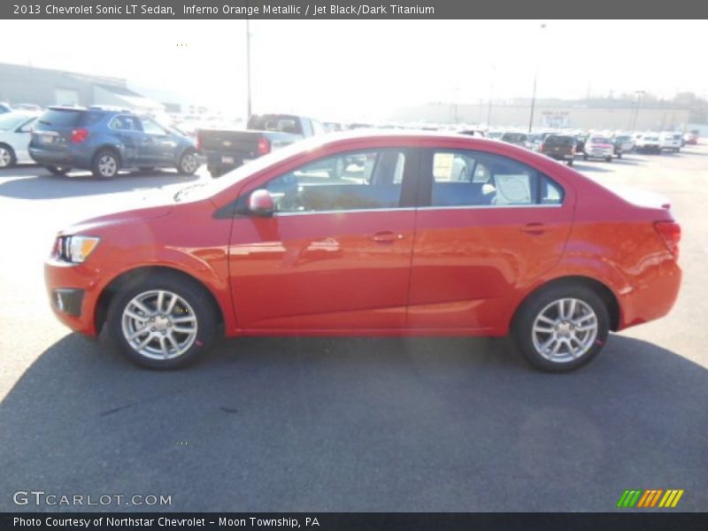 Inferno Orange Metallic / Jet Black/Dark Titanium 2013 Chevrolet Sonic LT Sedan