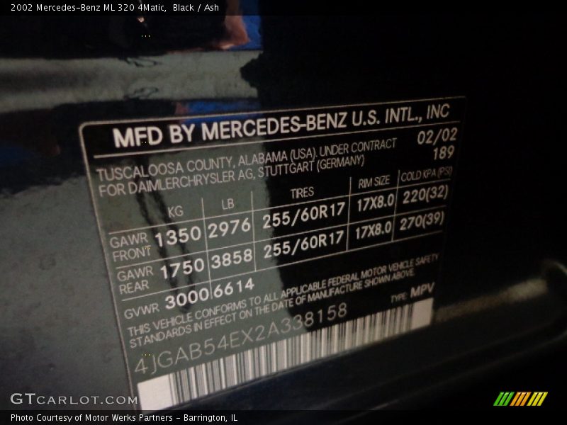 Black / Ash 2002 Mercedes-Benz ML 320 4Matic