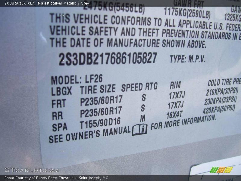 Majestic Silver Metallic / Grey 2008 Suzuki XL7