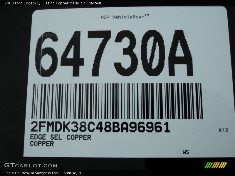 Blazing Copper Metallic / Charcoal 2008 Ford Edge SEL