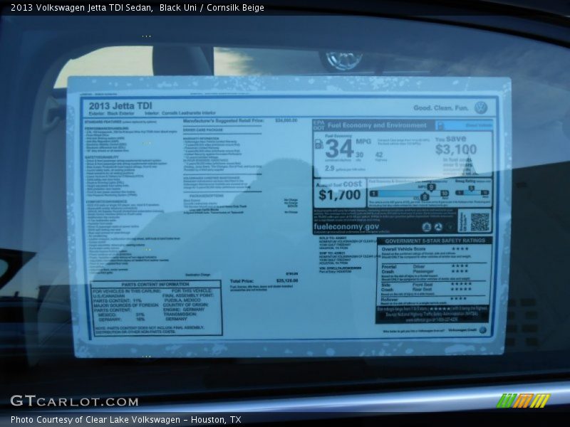 Black Uni / Cornsilk Beige 2013 Volkswagen Jetta TDI Sedan