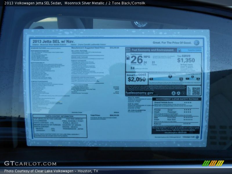 Moonrock Silver Metallic / 2 Tone Black/Cornsilk 2013 Volkswagen Jetta SEL Sedan