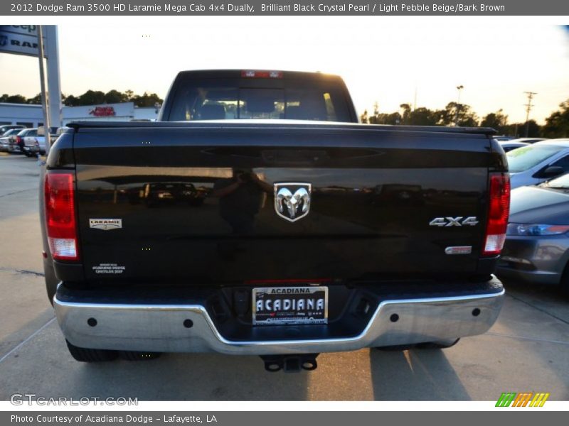 Brilliant Black Crystal Pearl / Light Pebble Beige/Bark Brown 2012 Dodge Ram 3500 HD Laramie Mega Cab 4x4 Dually