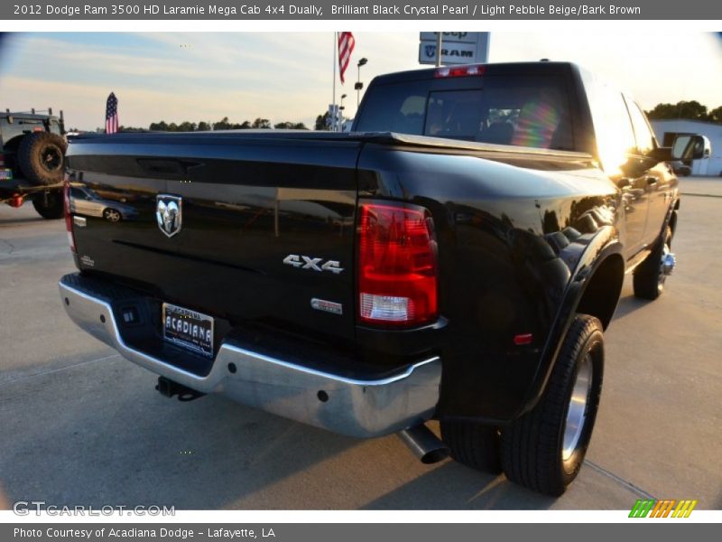 Brilliant Black Crystal Pearl / Light Pebble Beige/Bark Brown 2012 Dodge Ram 3500 HD Laramie Mega Cab 4x4 Dually