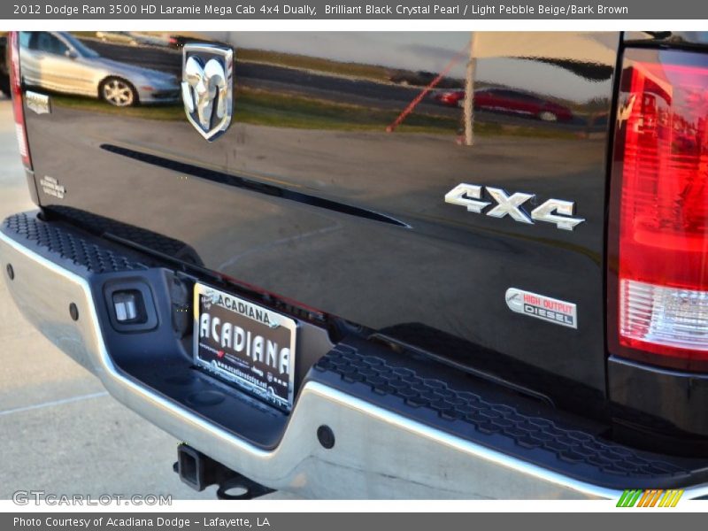 Brilliant Black Crystal Pearl / Light Pebble Beige/Bark Brown 2012 Dodge Ram 3500 HD Laramie Mega Cab 4x4 Dually