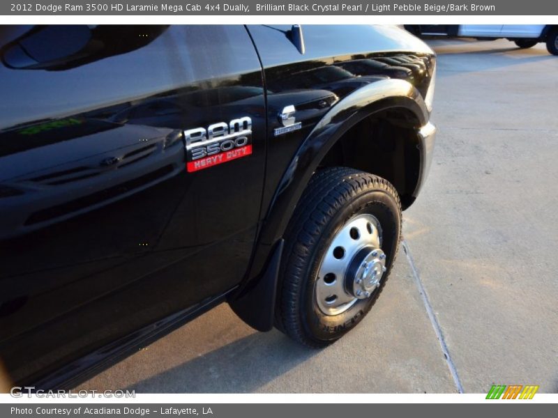 Brilliant Black Crystal Pearl / Light Pebble Beige/Bark Brown 2012 Dodge Ram 3500 HD Laramie Mega Cab 4x4 Dually