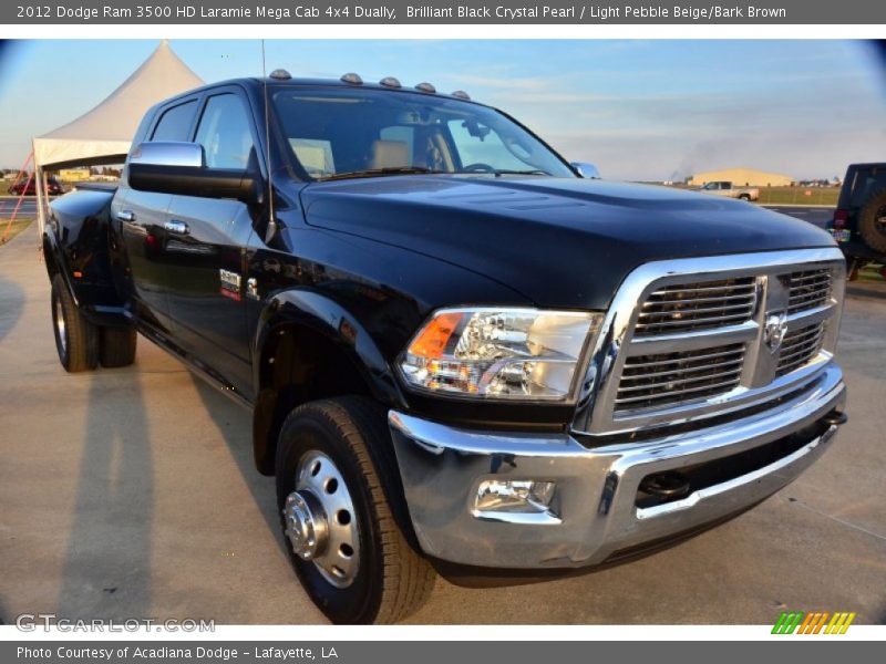 Brilliant Black Crystal Pearl / Light Pebble Beige/Bark Brown 2012 Dodge Ram 3500 HD Laramie Mega Cab 4x4 Dually