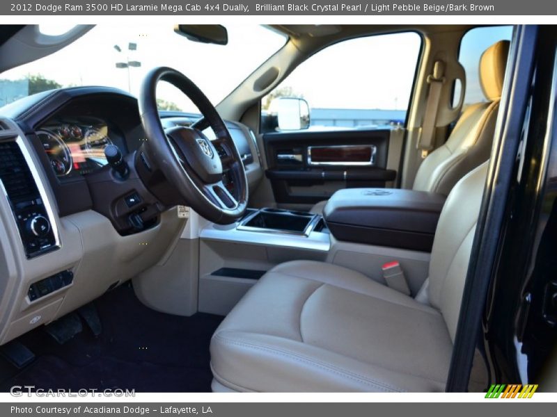 Brilliant Black Crystal Pearl / Light Pebble Beige/Bark Brown 2012 Dodge Ram 3500 HD Laramie Mega Cab 4x4 Dually