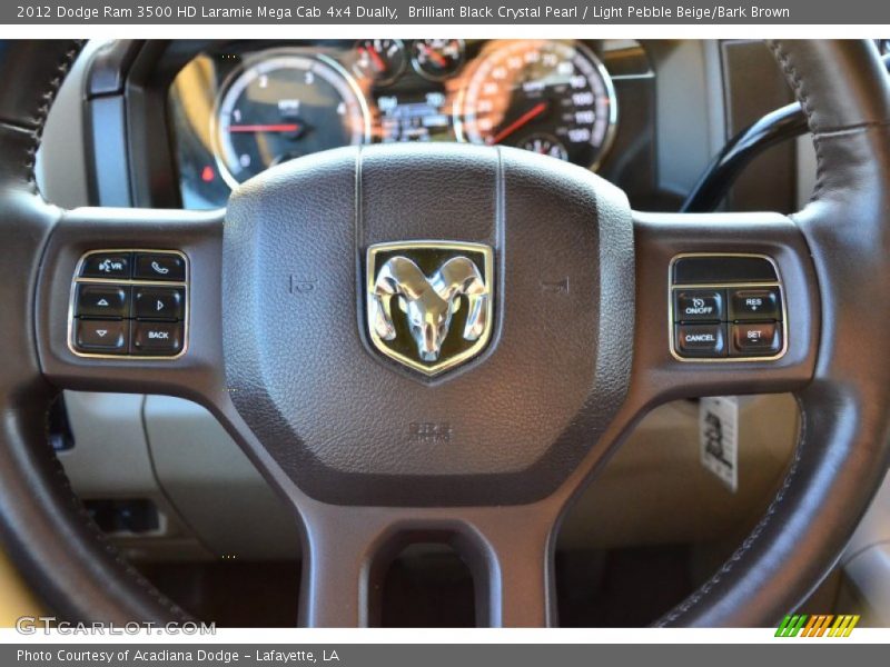 Brilliant Black Crystal Pearl / Light Pebble Beige/Bark Brown 2012 Dodge Ram 3500 HD Laramie Mega Cab 4x4 Dually