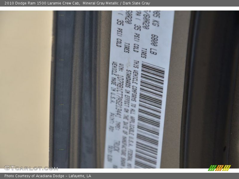 Mineral Gray Metallic / Dark Slate Gray 2010 Dodge Ram 1500 Laramie Crew Cab