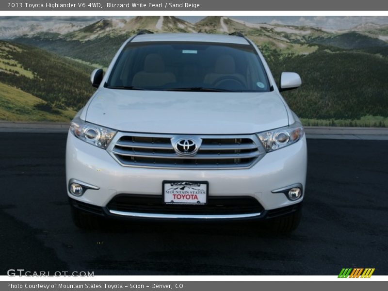 Blizzard White Pearl / Sand Beige 2013 Toyota Highlander V6 4WD