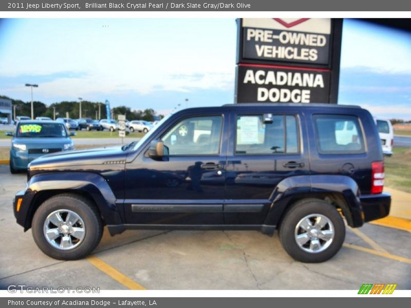 Brilliant Black Crystal Pearl / Dark Slate Gray/Dark Olive 2011 Jeep Liberty Sport