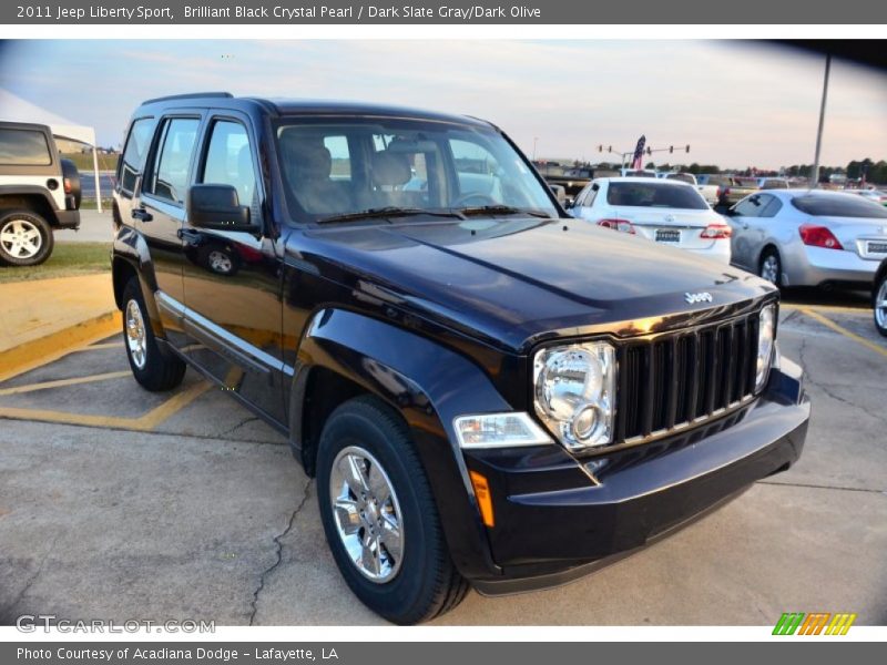 Brilliant Black Crystal Pearl / Dark Slate Gray/Dark Olive 2011 Jeep Liberty Sport