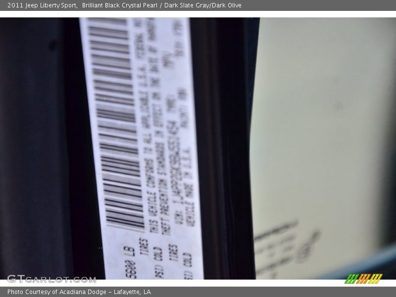 Brilliant Black Crystal Pearl / Dark Slate Gray/Dark Olive 2011 Jeep Liberty Sport