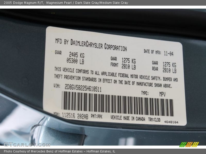 2005 Magnum R/T Magnesium Pearl Color Code PPK