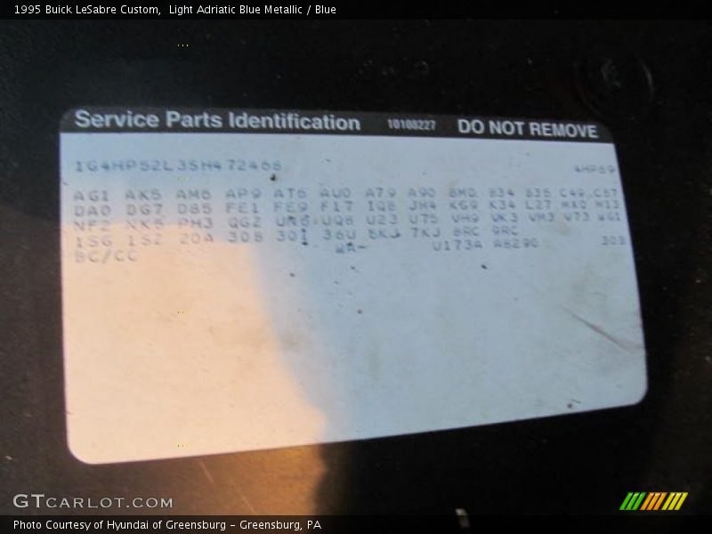 Light Adriatic Blue Metallic / Blue 1995 Buick LeSabre Custom