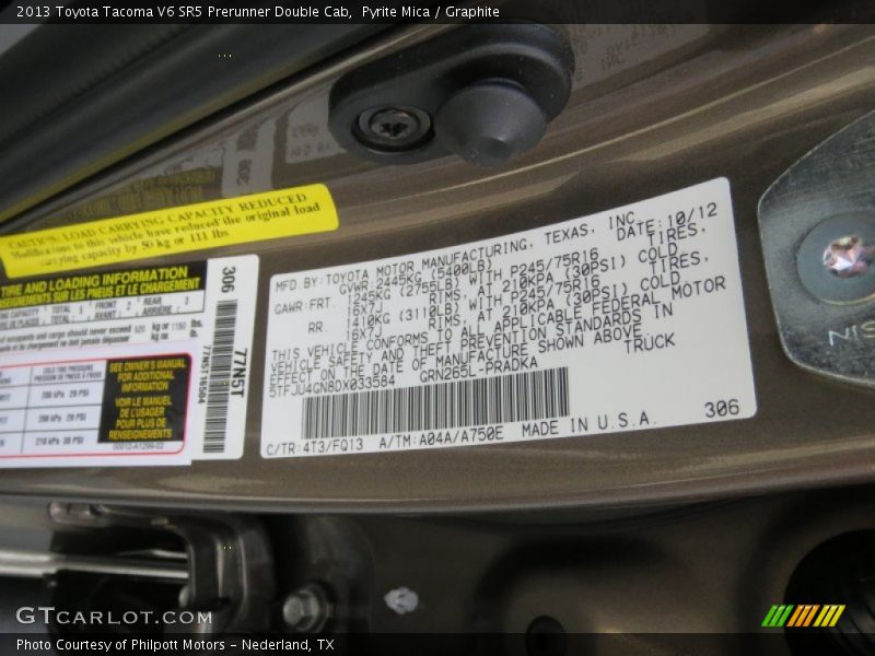 Pyrite Mica / Graphite 2013 Toyota Tacoma V6 SR5 Prerunner Double Cab