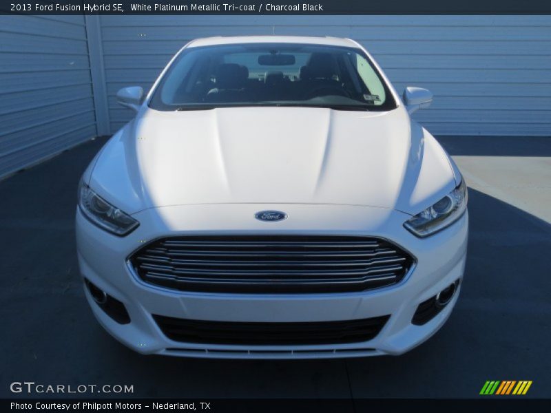 White Platinum Metallic Tri-coat / Charcoal Black 2013 Ford Fusion Hybrid SE