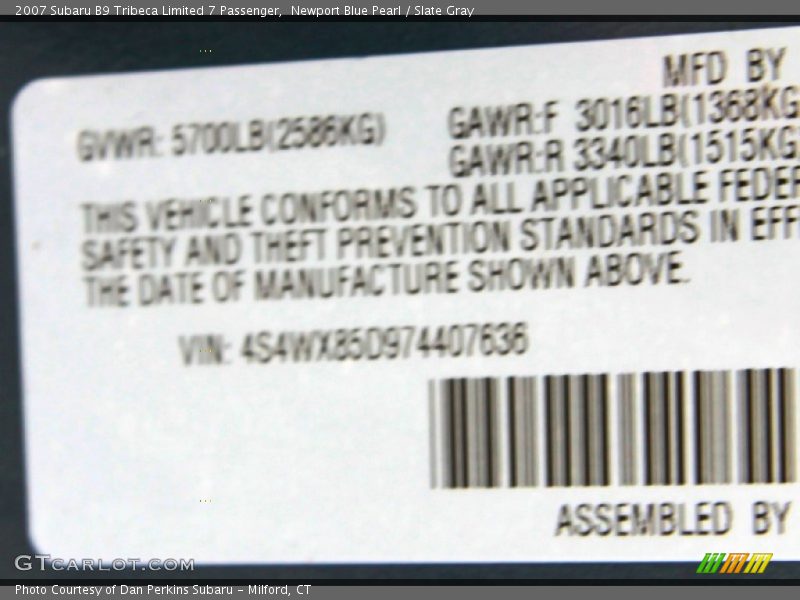 Newport Blue Pearl / Slate Gray 2007 Subaru B9 Tribeca Limited 7 Passenger