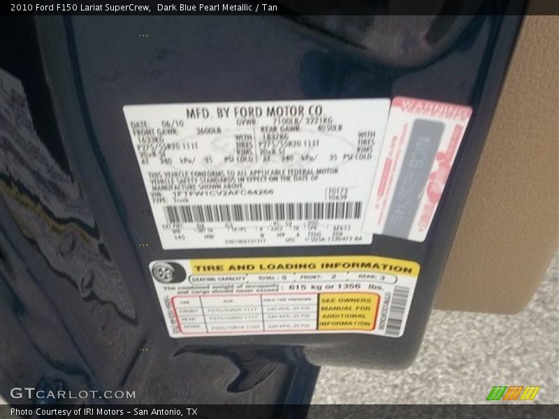 Dark Blue Pearl Metallic / Tan 2010 Ford F150 Lariat SuperCrew