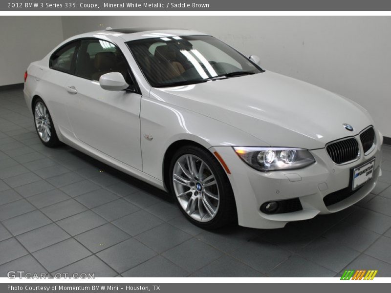 Mineral White Metallic / Saddle Brown 2012 BMW 3 Series 335i Coupe