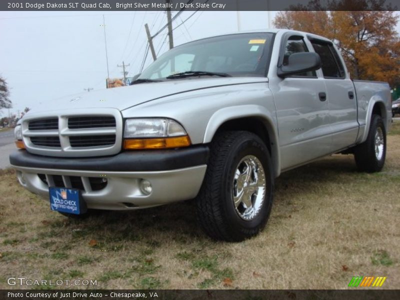 Bright Silver Metallic / Dark Slate Gray 2001 Dodge Dakota SLT Quad Cab
