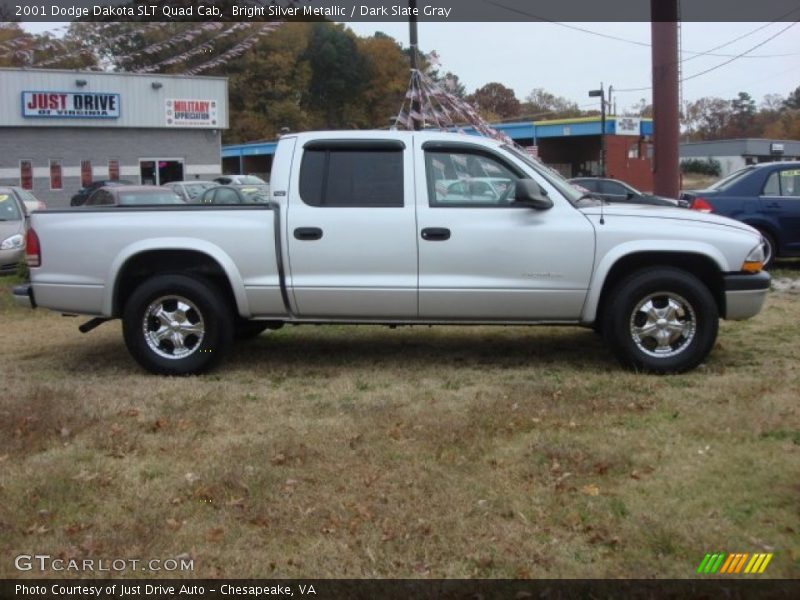 Bright Silver Metallic / Dark Slate Gray 2001 Dodge Dakota SLT Quad Cab
