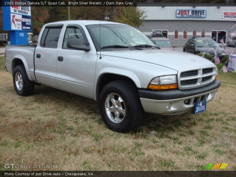 Bright Silver Metallic / Dark Slate Gray 2001 Dodge Dakota SLT Quad Cab