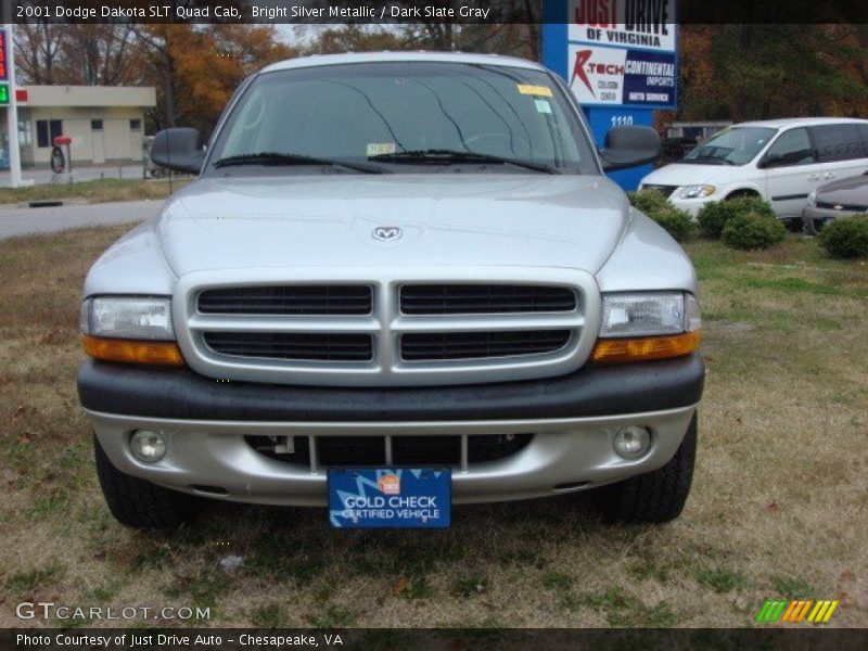 Bright Silver Metallic / Dark Slate Gray 2001 Dodge Dakota SLT Quad Cab