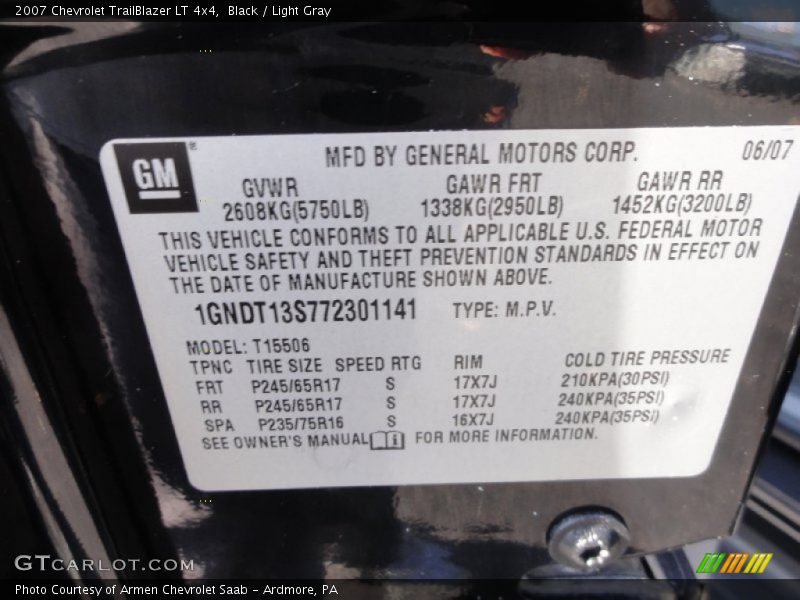 Black / Light Gray 2007 Chevrolet TrailBlazer LT 4x4