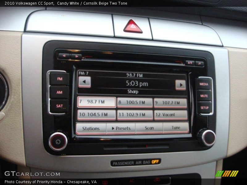 Candy White / Cornsilk Beige Two Tone 2010 Volkswagen CC Sport