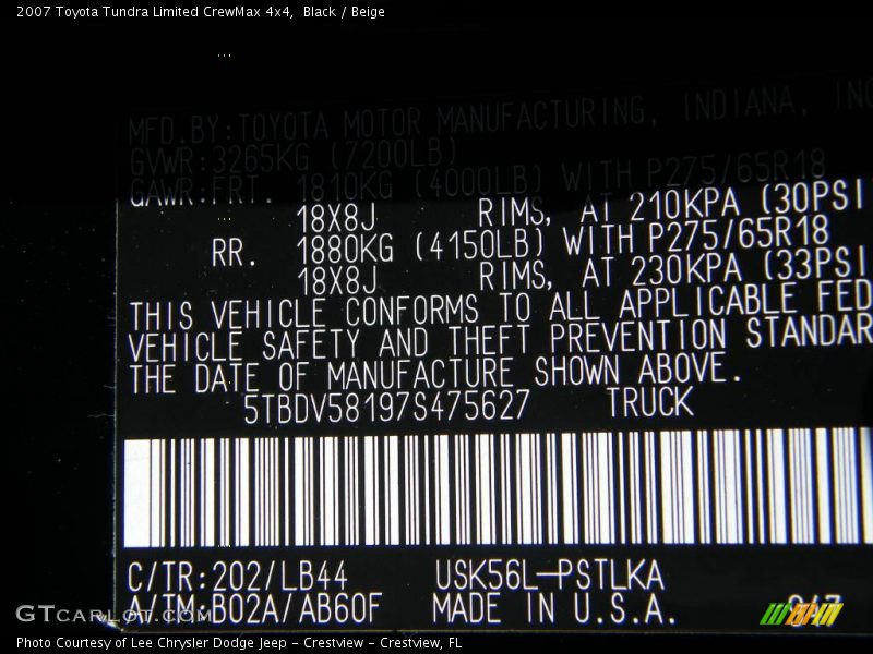 Black / Beige 2007 Toyota Tundra Limited CrewMax 4x4