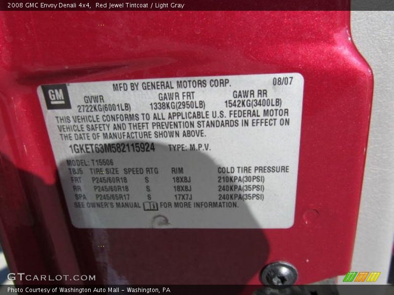 Red Jewel Tintcoat / Light Gray 2008 GMC Envoy Denali 4x4