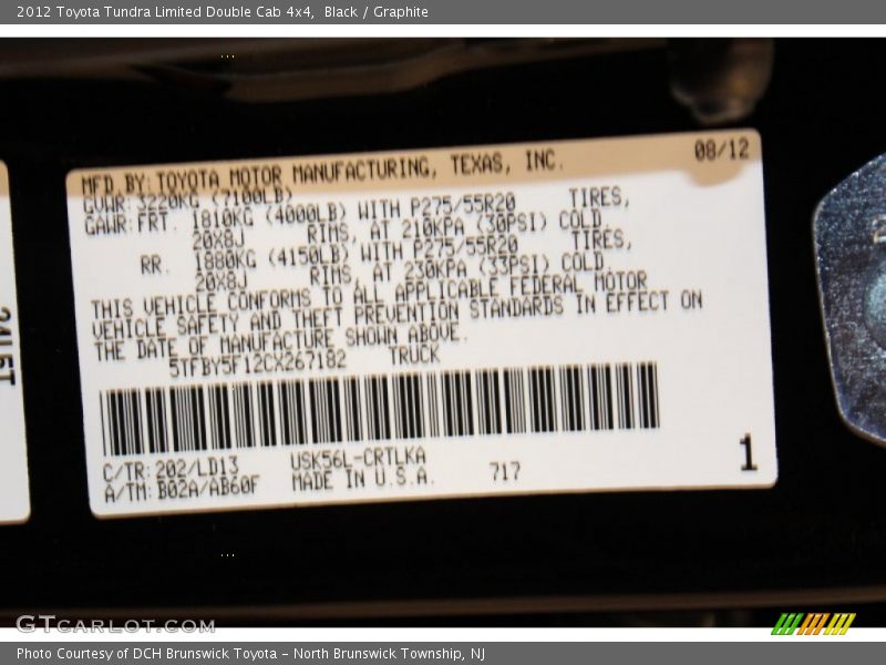 Black / Graphite 2012 Toyota Tundra Limited Double Cab 4x4
