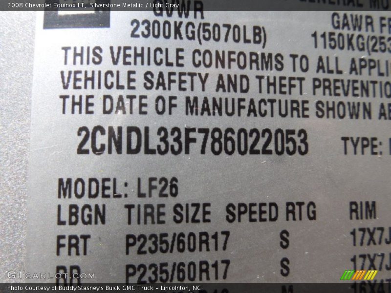 Silverstone Metallic / Light Gray 2008 Chevrolet Equinox LT