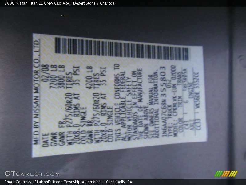 Desert Stone / Charcoal 2008 Nissan Titan LE Crew Cab 4x4