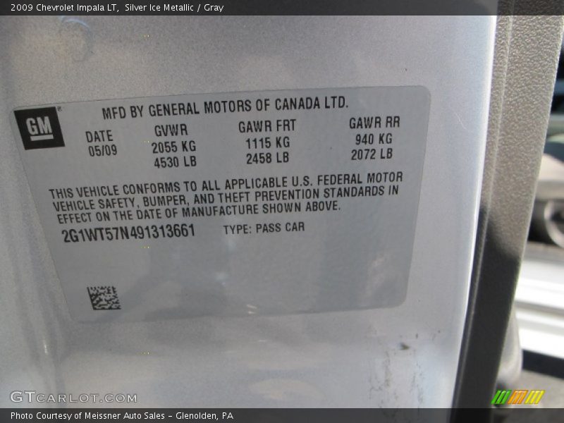 Silver Ice Metallic / Gray 2009 Chevrolet Impala LT