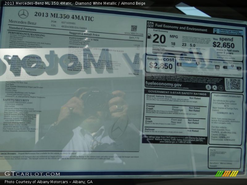 Diamond White Metallic / Almond Beige 2013 Mercedes-Benz ML 350 4Matic